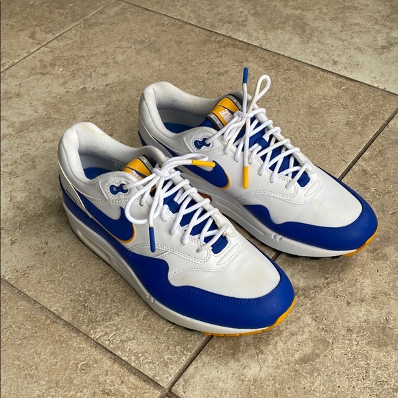 Nike Men's Air Max 1 SE Blue and White Sneakers - Picture 1 of 16